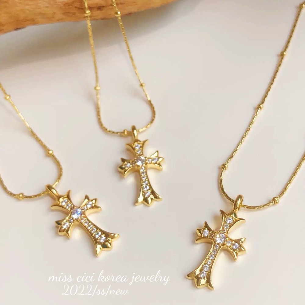 Gold Cross Pendant Necklace